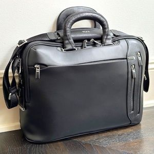 Tumi Arrive Narita Slim Leather Briefcase / Messenger Bag